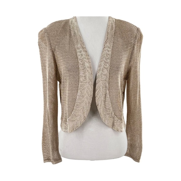 Vintage womens strug size M formal gold knit metallic 70s - Picture 1 of 12